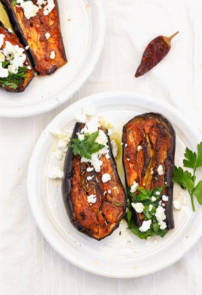 Aubergines rôties à la harissa