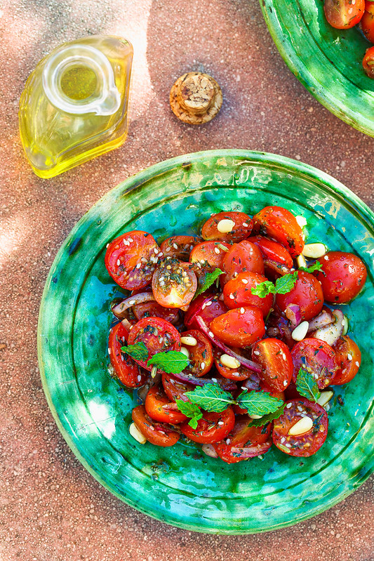 salade tomates oignons mélasse grenade